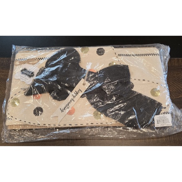 Mud Pie Pillow Wrap Witch Hat Halloween Happy Haunting Sequin Burlap 15 X 15 NEW - Picture 4 of 9